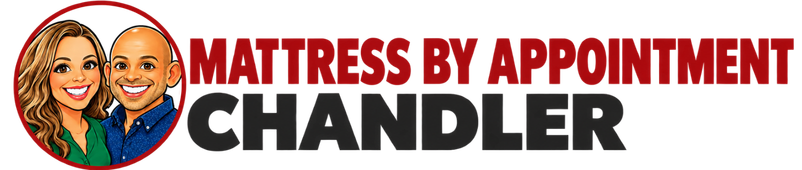 Mattress by Appointment of Chandler logo featuring owners Kim and Dado